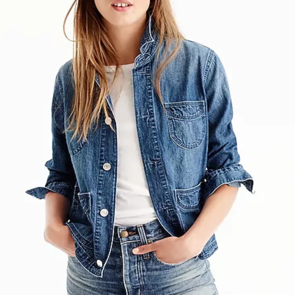 J Crew Denim chore jacket with patch pockets